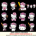 San Diego Padres Hello Kitty Pink Bundle 12 SVG Svg Eps Dxf Png File, MLB svg, Digital Download, Instant Download