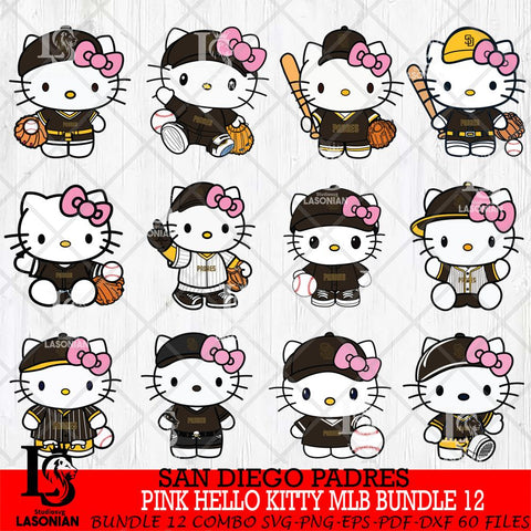 San Diego Padres Pink Hello Kitty MLB Bundle 12 Svg Eps Dxf Png File,Bundle MLB File Cut,Digital Download,Instant Download,Svg Files