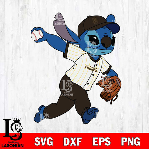 San Diego Padres Stitch throw the ball SVG DXF EPS PNG FILE, MLB File Cut, Digital Download,Instant Download, Silhouette, Stitch Cricut