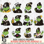 San Diego Padres  Boujee Grinch MLB Bundle 12 SVG Eps Dxf Png File, Digital Download, Instant Download
