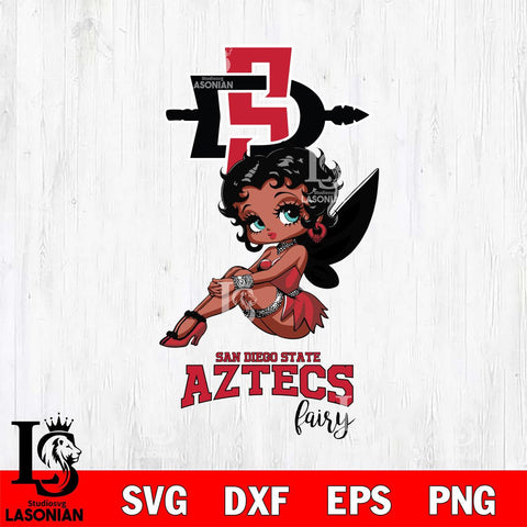 San Diego State Aztecs Beauty Black Fairy Betty Boop, Svg Eps Dxf Png File, Digital Download