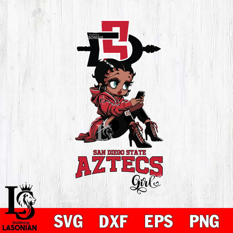 San Diego State Aztecs Beauty Black Fan Girl Football, Svg Eps Dxf Png File, Digital Download