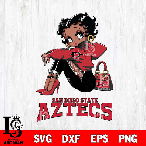 San Diego State Aztecs Betty Boop Black Fan Girl Svg Eps Dxf Png File, Digital Download, Instant Download