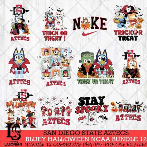 San Diego State Aztecs Bluey Halloween NCAA 12 SVG Eps Dxf Png File, Bundle NCAA svg, Digital Download, Instant Download