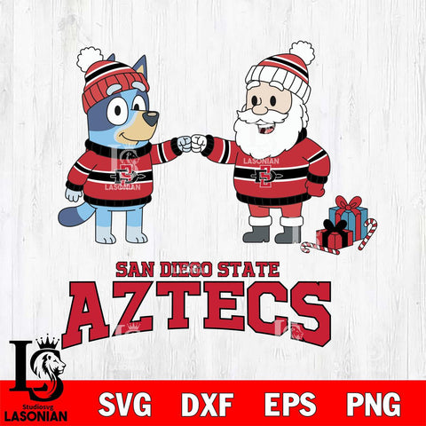 San Diego State Aztecs Bluey With Satan Christmas File Cut, NCAA SVG DXF EPS PNG FILE, Digital Download,Instant Download, Silhouette