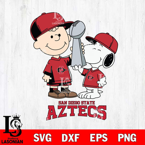 San Diego State Aztecs Charlie Brown and Snoopy Champions Svg Eps Dxf Png File, NCAA svg , Digital Download , Instant Download, Cricut File
