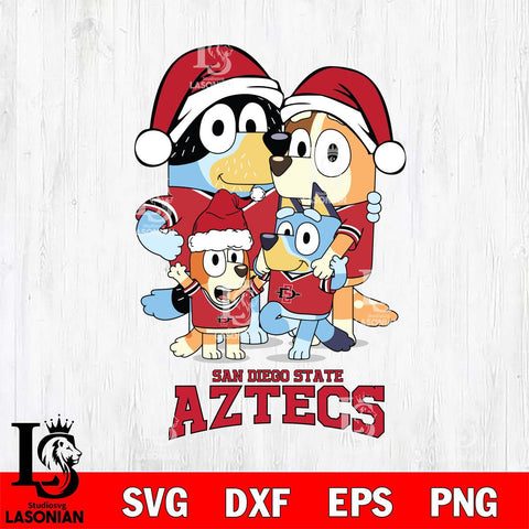 San Diego State Aztecs Christmas Bluey Family Sport Cut Files,Bluey Cricut,Christmas Svg , Bluey svg , Digital Download, dxf eps png pdf file
