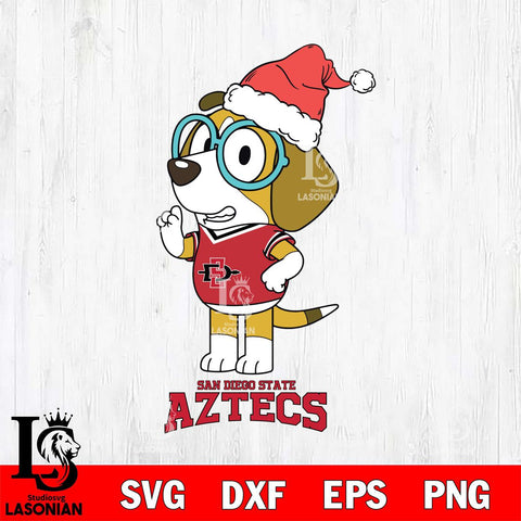 San Diego State Aztecs Christmas Bluey Honey Sport Cut Files,Bluey Cricut,Christmas Svg , Bluey svg , Digital Download, dxf eps png pdf file