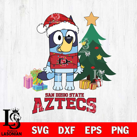 San Diego State Aztecs Christmas Bluey Tree Sport Cut Files,Bluey Cricut,Christmas Svg , Bluey svg , Digital Download, dxf eps png pdf file