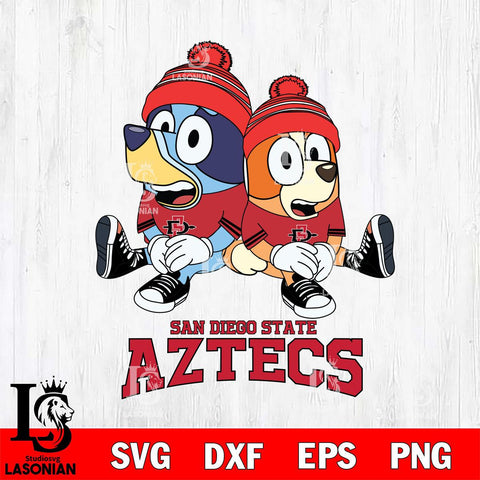 San Diego State Aztecs Christmas Bluey & Bingo Sit Cut Files,Bluey Cricut,Christmas Svg , Bluey svg , Digital Download, dxf eps png pdf file