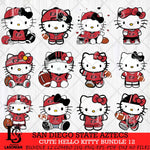 San Diego State Aztecs Cute Hello Kitty Bundle 12 SVG Eps Dxf Png File, NCAA Bundle svg, Digital Download, Instant Download