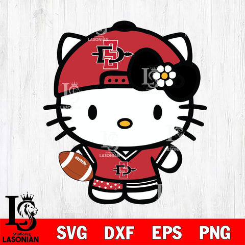 San Diego State Aztecs Cute Hello Kitty Football 10 Svg Eps Dxf Png File, NCAA svg, Digital Download, Instant Download