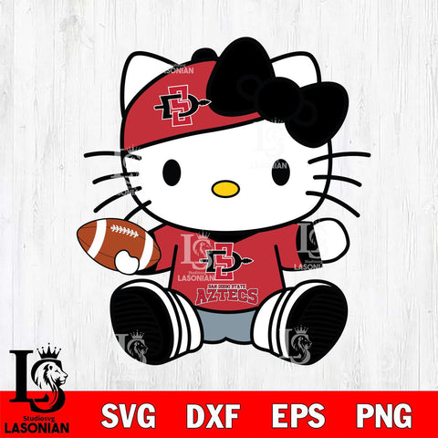 San Diego State Aztecs Cute Hello Kitty Football 11 Svg Eps Dxf Png File, NCAA svg, Digital Download, Instant Download