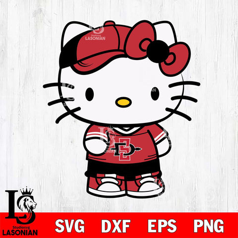 San Diego State Aztecs Cute Hello Kitty Football 2 Svg Eps Dxf Png File, NCAA svg, Digital Download, Instant Download