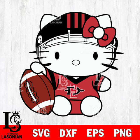 San Diego State Aztecs Cute Hello Kitty Football 5 Svg Eps Dxf Png File, NCAA svg, Digital Download, Instant Download