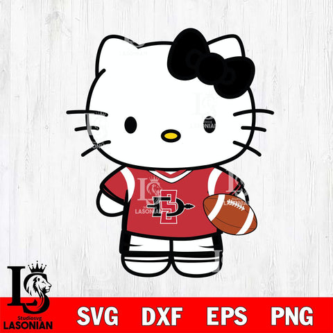 San Diego State Aztecs Cute Hello Kitty Football 8 Svg Eps Dxf Png File, NCAA svg, Digital Download, Instant Download