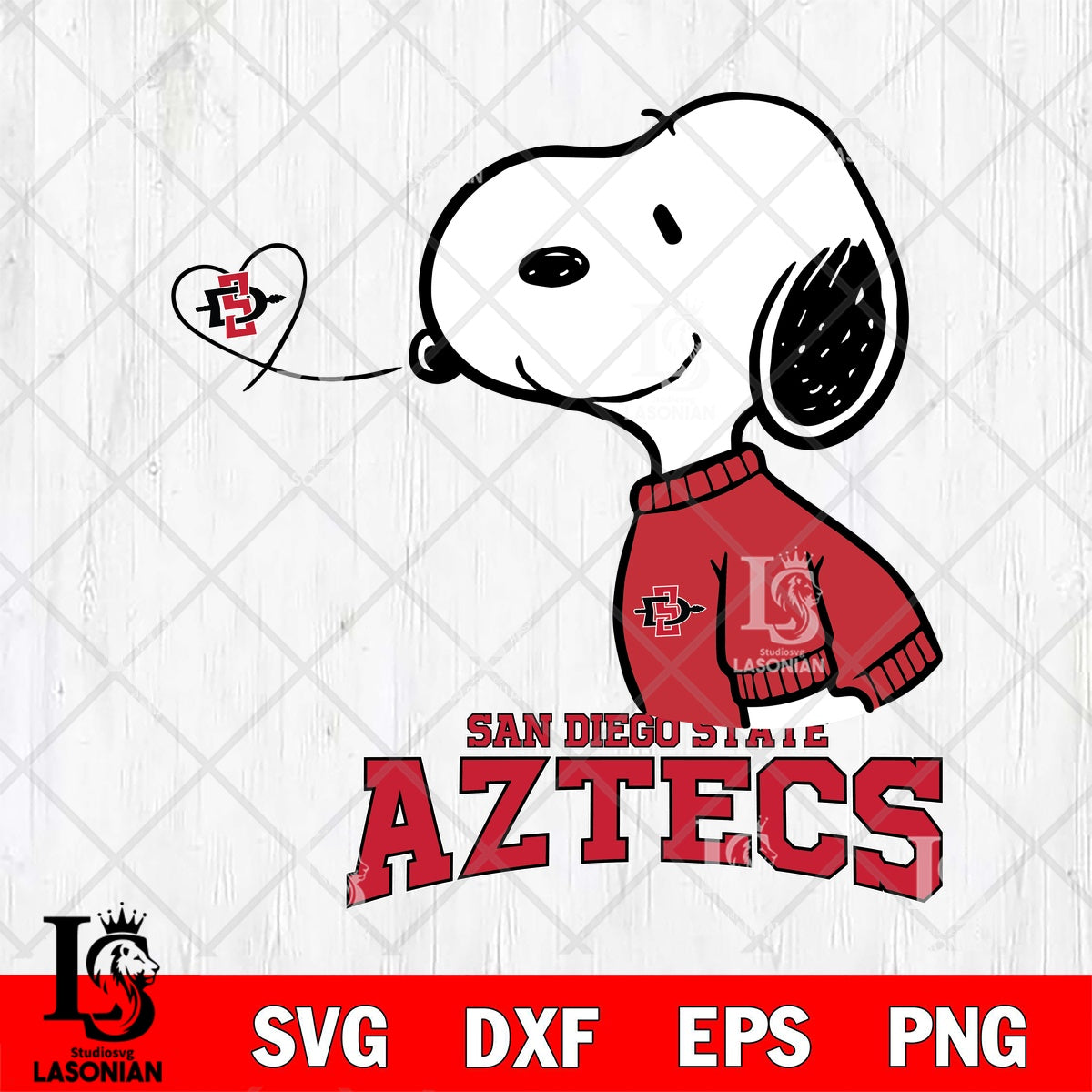 San Diego State Aztecs Cute Valentine Snoopy File cut , Criucut ...