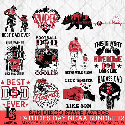 San Diego State Aztecs Fathers Day NCAA Bundle 12 Svg Eps Dxf Png File, Digital Download, Instant Download