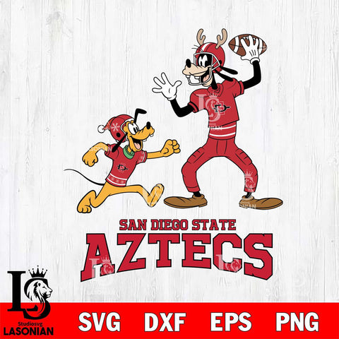 San Diego State Aztecs Goofy & Pluto Football Cricut,Christmas SVG DXF EPS PNG FILE, NCAA Digital Download,Instant Download, Silhouette