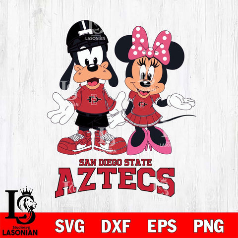 San Diego State Aztecs Goofy and Minnie mouse Football SVG DXF EPS PNG FILE,NCAA svg ,Football Digital Download,Instant Download, Silhouette