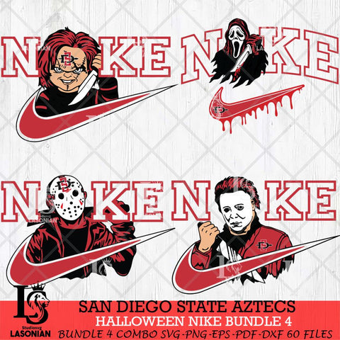 San Diego State Aztecs Halloween Nike NCAA Bundle 4 Svg Eps Dxf Png File, Digital Download, Instant Download