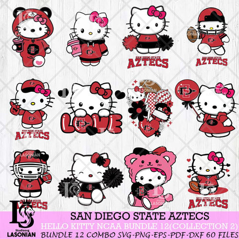 San Diego State Aztecs Hello Kitty Bundle 12 SVG Svg Eps Dxf Png File, Digital Download, Instant Download