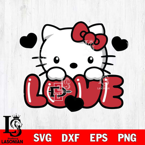 San Diego State Aztecs Hello Kitty Love Svg Eps Dxf Png File, Digital Download, Instant Download