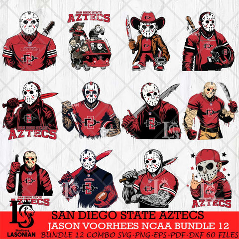 San Diego State Aztecs Jason Voorhees Horror Bundle 12 SVG Eps Dxf Png File, bundle NCAA svg, Digital Download, Instant Download