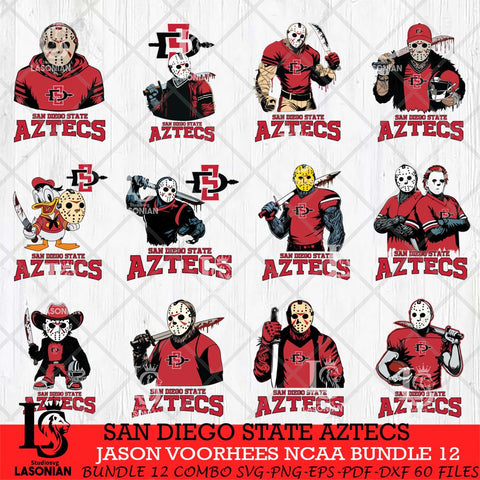 San Diego State Aztecs Jason Voorhees NCAA Bundle 12 SVG Svg Eps Dxf Png File, Digital Download