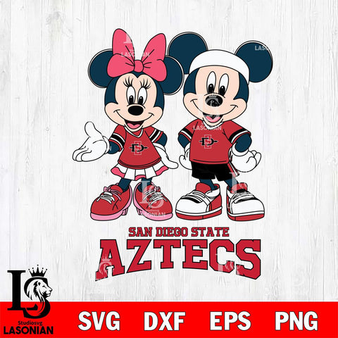 San Diego State Aztecs Mickey And Minnie Football Svg Eps Dxf Png File, NCAA svg , Digital Download , Instant Download, Cricut File