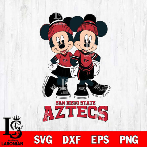 San Diego State Aztecs Mickey And Minnie Mouse Football Svg Eps Dxf Png File, NCAA svg , File Cut , Digital Download , Instant Download, Cut Svg Files