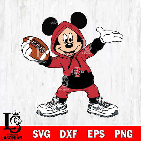 San Diego State Aztecs Mickey Disney Football Christmas File Cut, NCAA SVG DXF EPS PNG FILE, Digital Download , Criucut , Silhouette