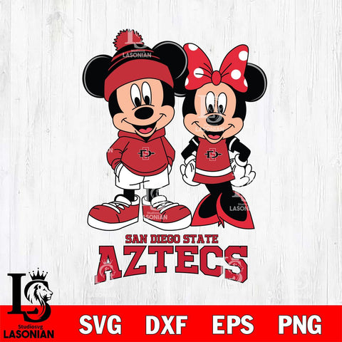 San Diego State Aztecs Mickey Minnie Mouse Cute Football Svg Eps Dxf Png File, NCAA svg , File Cut , Digital Download , Instant Download, Cut Svg Files
