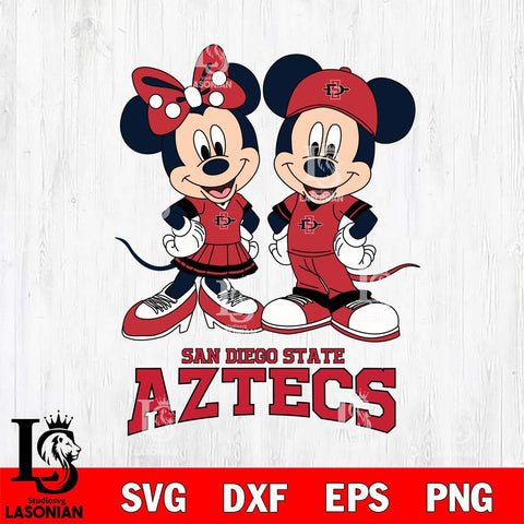 San Diego State Aztecs Mickey Minnie Mouse rugby ball Svg Eps Dxf Png File, NCAA svg , File Cut , Digital Download , Instant Download, Cut Svg Files