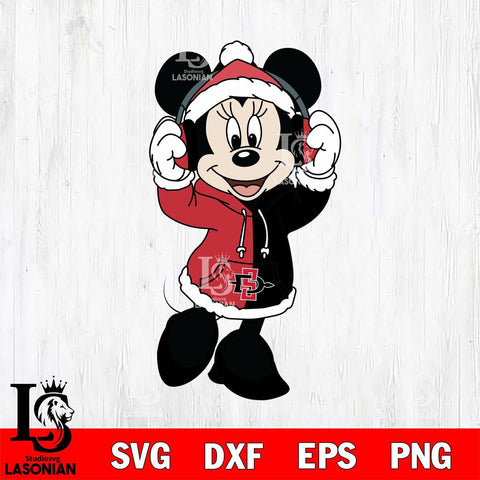 San Diego State Aztecs Minnie Mouse Disney Football Christmas File Cut, NCAA SVG DXF EPS PNG FILE, Digital Download , Criucut , Silhouette