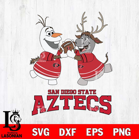 San Diego State Aztecs Olaf & Sven Football Cricut,Christmas SVG DXF EPS PNG FILE, NCAA Digital Download,Instant Download, Silhouette