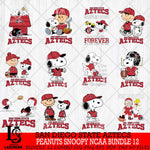 San Diego State Aztecs Peanuts Snoopy Player NCAA Bundle 12 SVG DXF EPS PNG FILE,Snoopy File Cut, bundle NCAA Digital Download,Instant Download, Silhouette