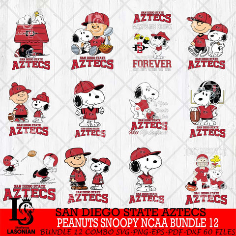 San Diego State Aztecs Peanuts Snoopy Player NCAA Bundle 12 SVG DXF EPS PNG FILE,Snoopy File Cut, bundle NCAA Digital Download,Instant Download, Silhouette