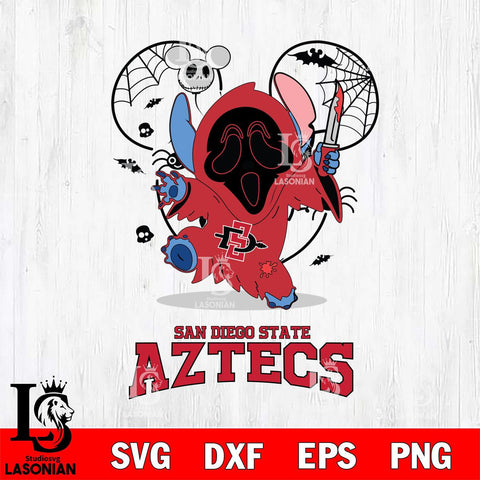 San Diego State Aztecs Stitch Ghost Face Halloween 2 Svg Eps Dxf Png File, Digital Download, Instant Download