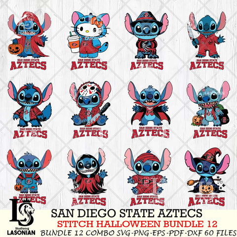 San Diego State Aztecs Stitch Horror Bundle 12 SVG Svg Eps Dxf Png File, NCAA svg, Digital Download, Instant Download