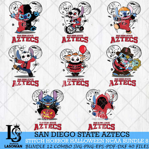 San Diego State Aztecs Stitch Horror Halloween Bundle NCAA Svg Eps Dxf Png File, Digital Download, Instant Download