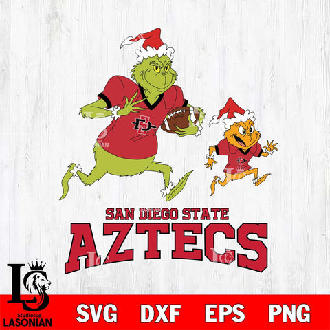 San Diego State Aztecs The Grinch & Max Football Cricut,Christmas SVG DXF EPS PNG FILE, NCAA Digital Download,Instant Download, Silhouette