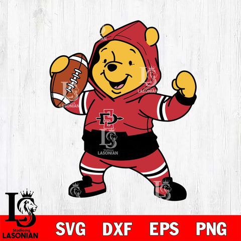 San Diego State Aztecs Winnie The Pooh Disney Football Christmas File Cut, NCAA SVG DXF EPS PNG FILE, Digital Download , Criucut , Silhouette
