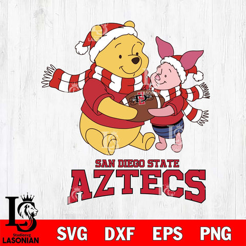 San Diego State Aztecs Winnie the Pooh & Piglet Football Cricut,Christmas SVG DXF EPS PNG FILE, NCAA Digital Download,Instant Download, Silhouette