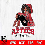 San Diego State Aztecs #1 beauty Black Fan Girl, Svg Eps Dxf Png File, Digital Download