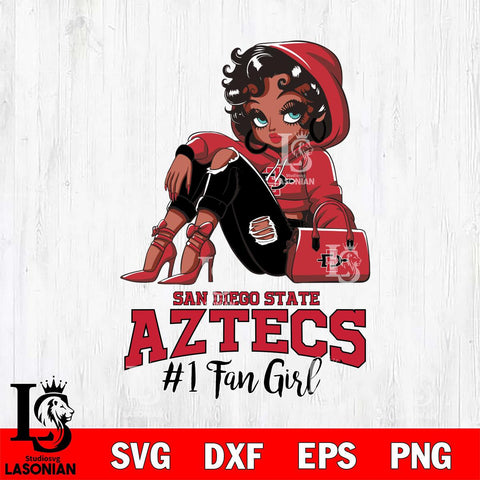 San Diego State Aztecs #1 beauty Black Fan Girl, Svg Eps Dxf Png File, Digital Download