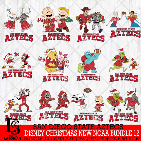 San Diego State Aztecs  Disney Christmas New NCAA Bundle 12 Cricut,Christmas SVG DXF EPS PNG FILE, BUNDLE NCAA Digital Download,Instant Download, Silhouette