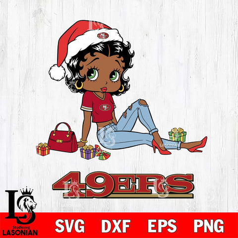 San Francisco 49ers Betty Boop Christmas Packing File Cut, NFL SVG DXF EPS PNG PDF File, Digital Download , Criucut , Silhouette