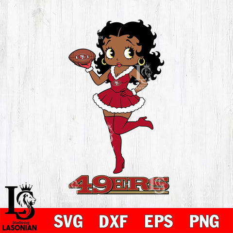 San Francisco 49ers Betty Boop Christmas Rugby File Cut, NFL SVG DXF EPS PNG PDF File, Digital Download , Criucut , Silhouette
