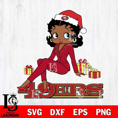 San Francisco 49ers Betty Boop Christmas fan File Cut, NFL SVG DXF EPS PNG PDF File, Digital Download , Criucut , Silhouette